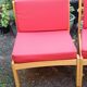 3 chauffeuses 1970 rouges et bois clair style scandinave