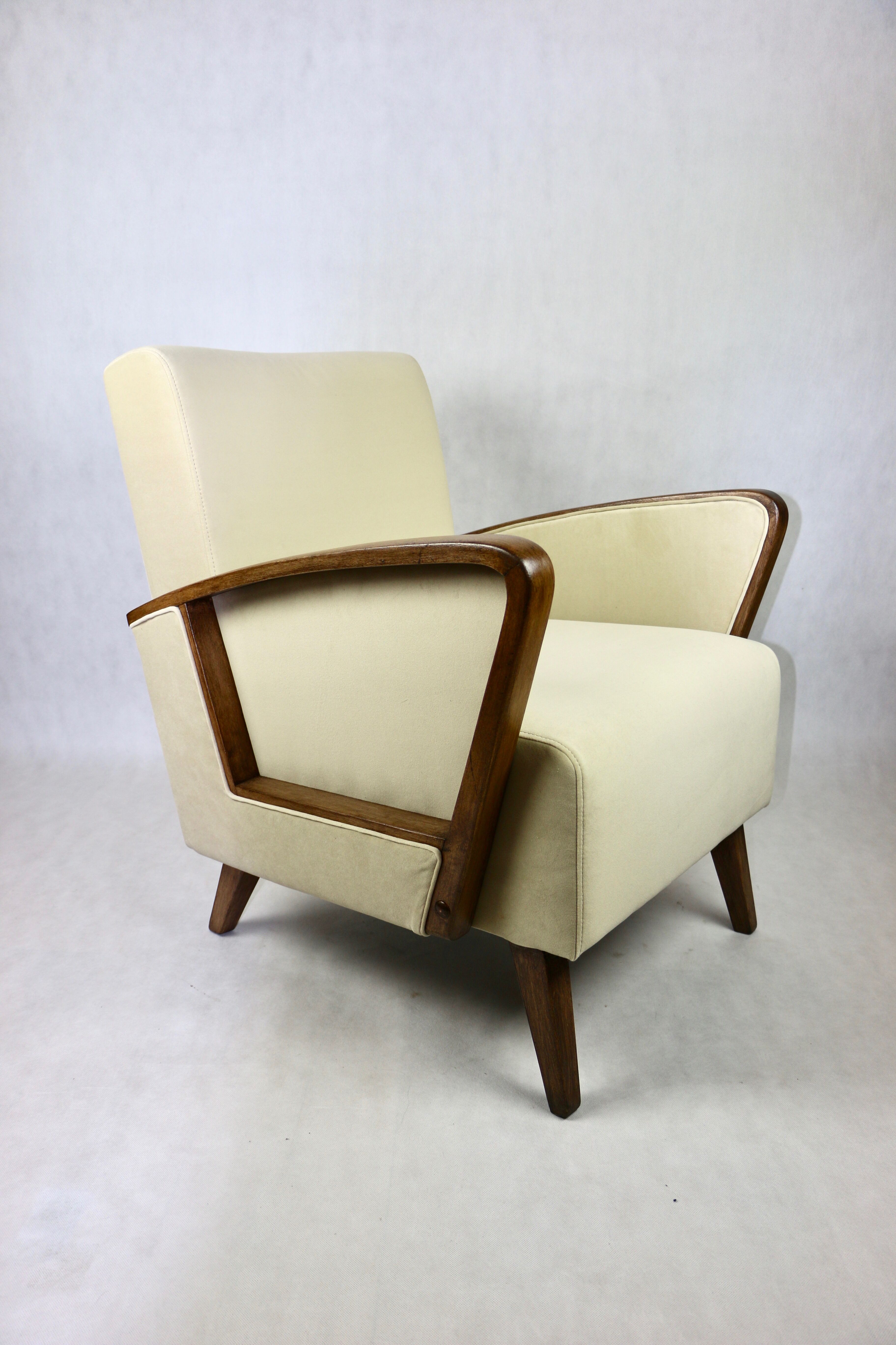 German Art Deco Beige Armchair, 1960s