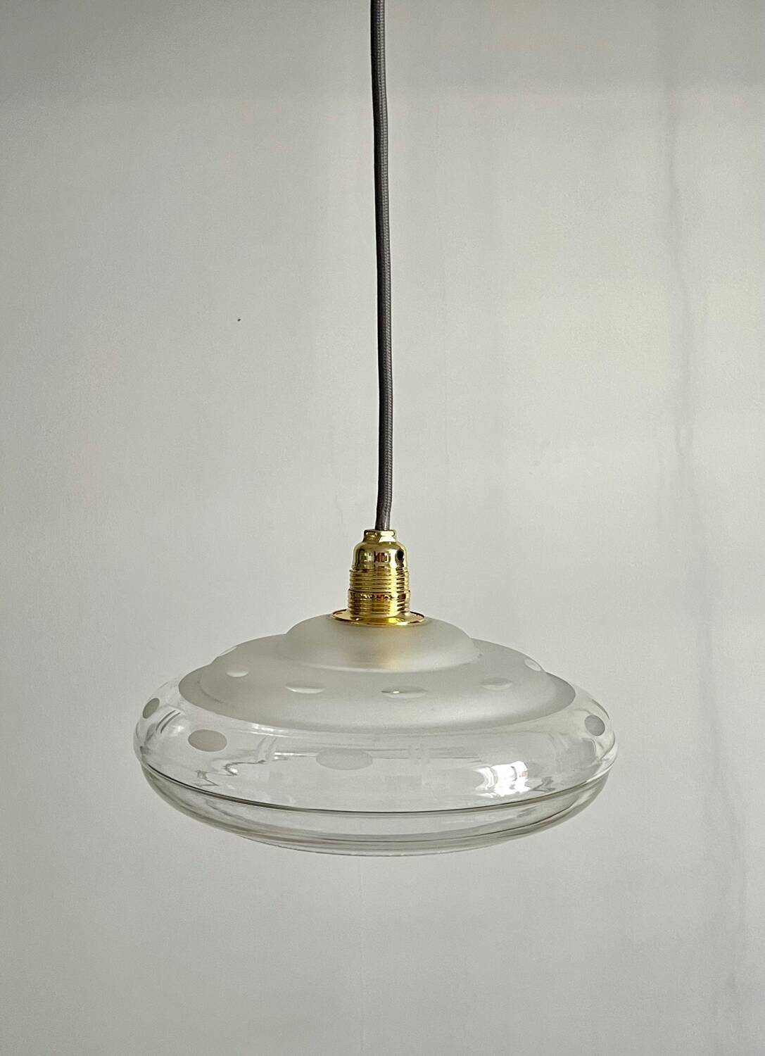 Vintage 1950s glass saucer hanging