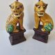 Porcelain Sculpture Pair of Chinese Foo Dogs (Sancai)