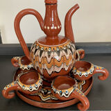 Vintage liqueur service in glazed terracotta