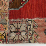 5x8 Neutral Red Beige Oushak Patchwork Rug 245x168Cm