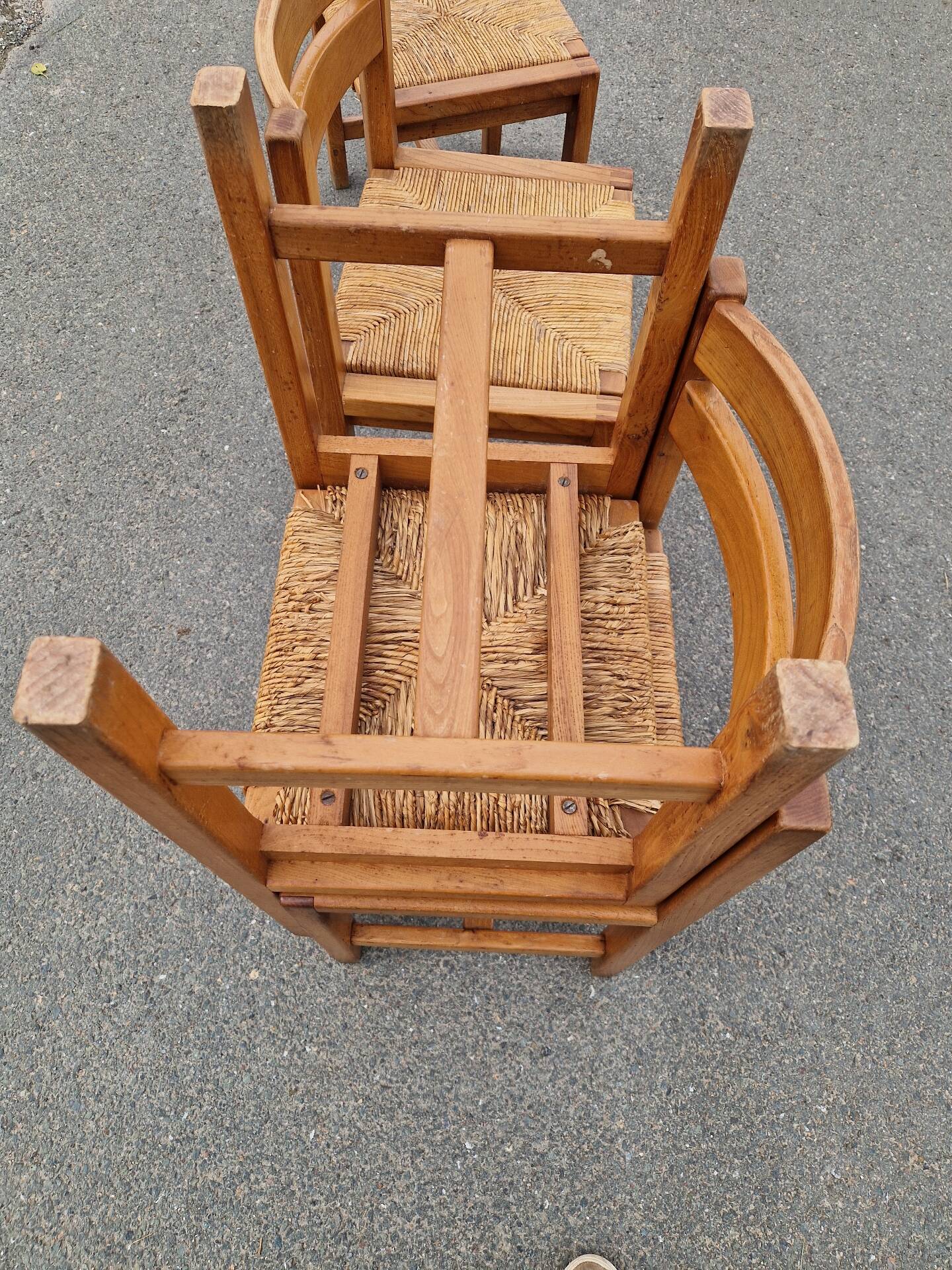 Set of 4 elm chairs from the Regain house.