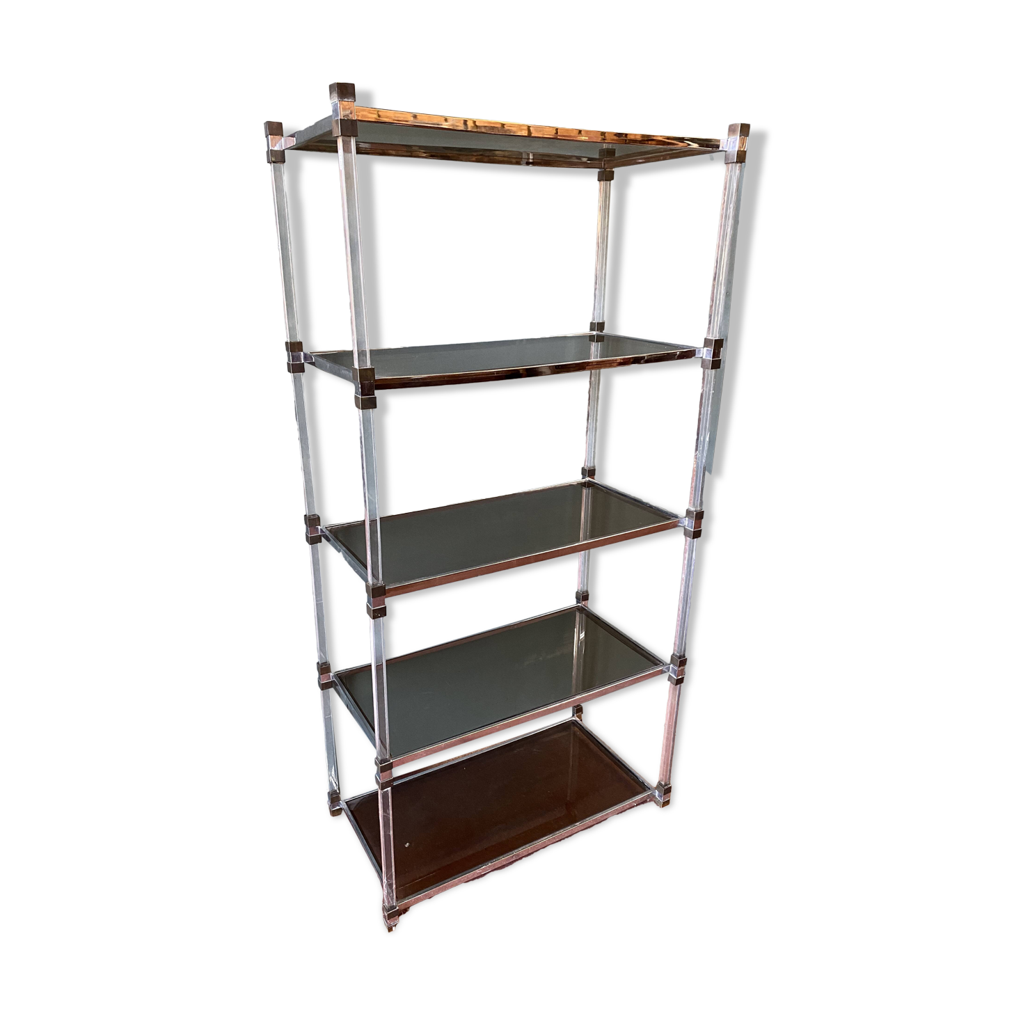 70s shelf in plexiglas and smoked glass
