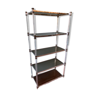 Etagere année 70 en plexiglas et verre fumé