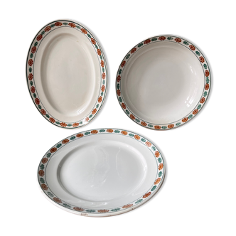 Set of 3 old dishes Terre de Fer St Amand