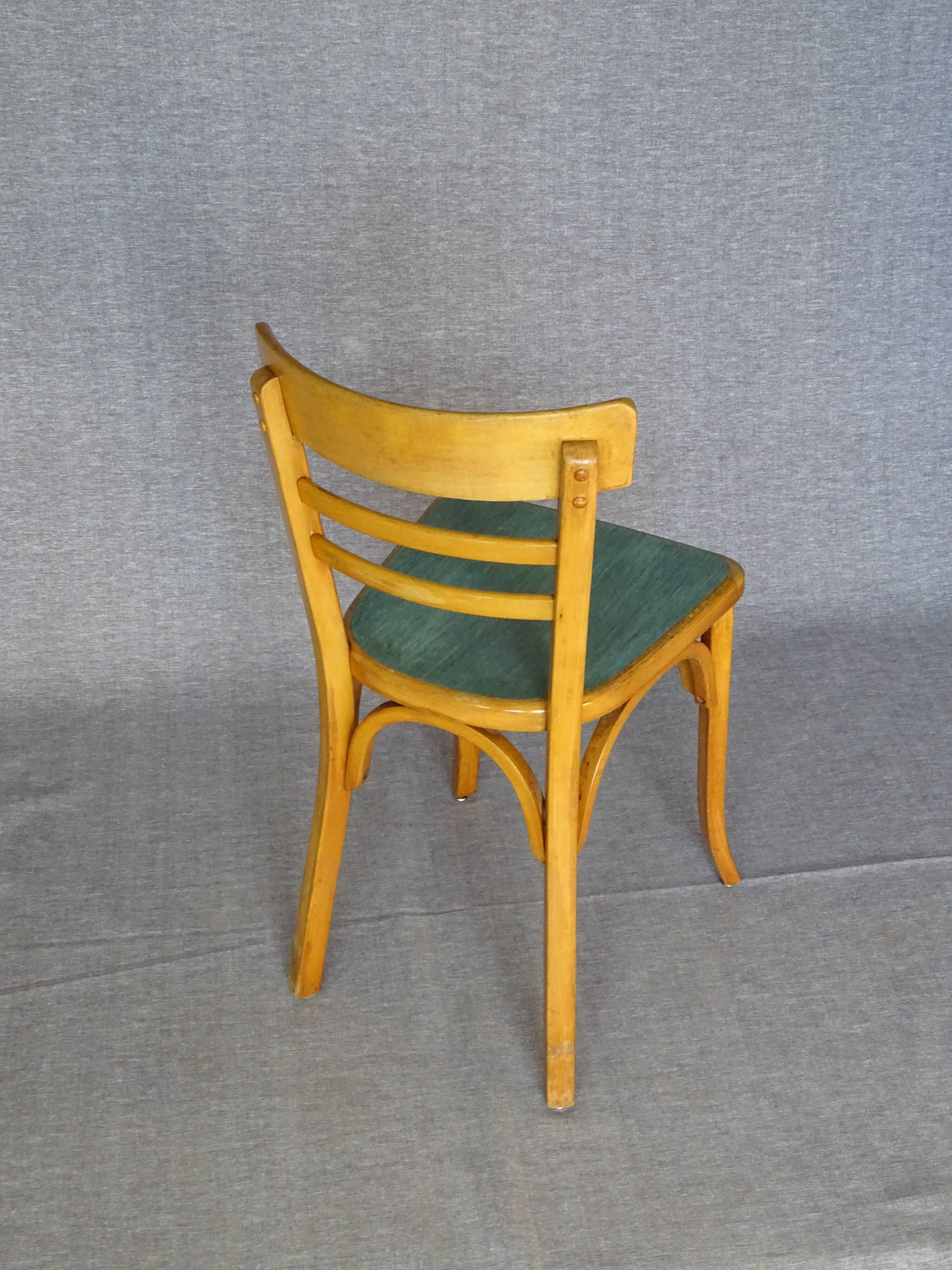 4 baumann chairs 1960 wooden bistro "linoleum"