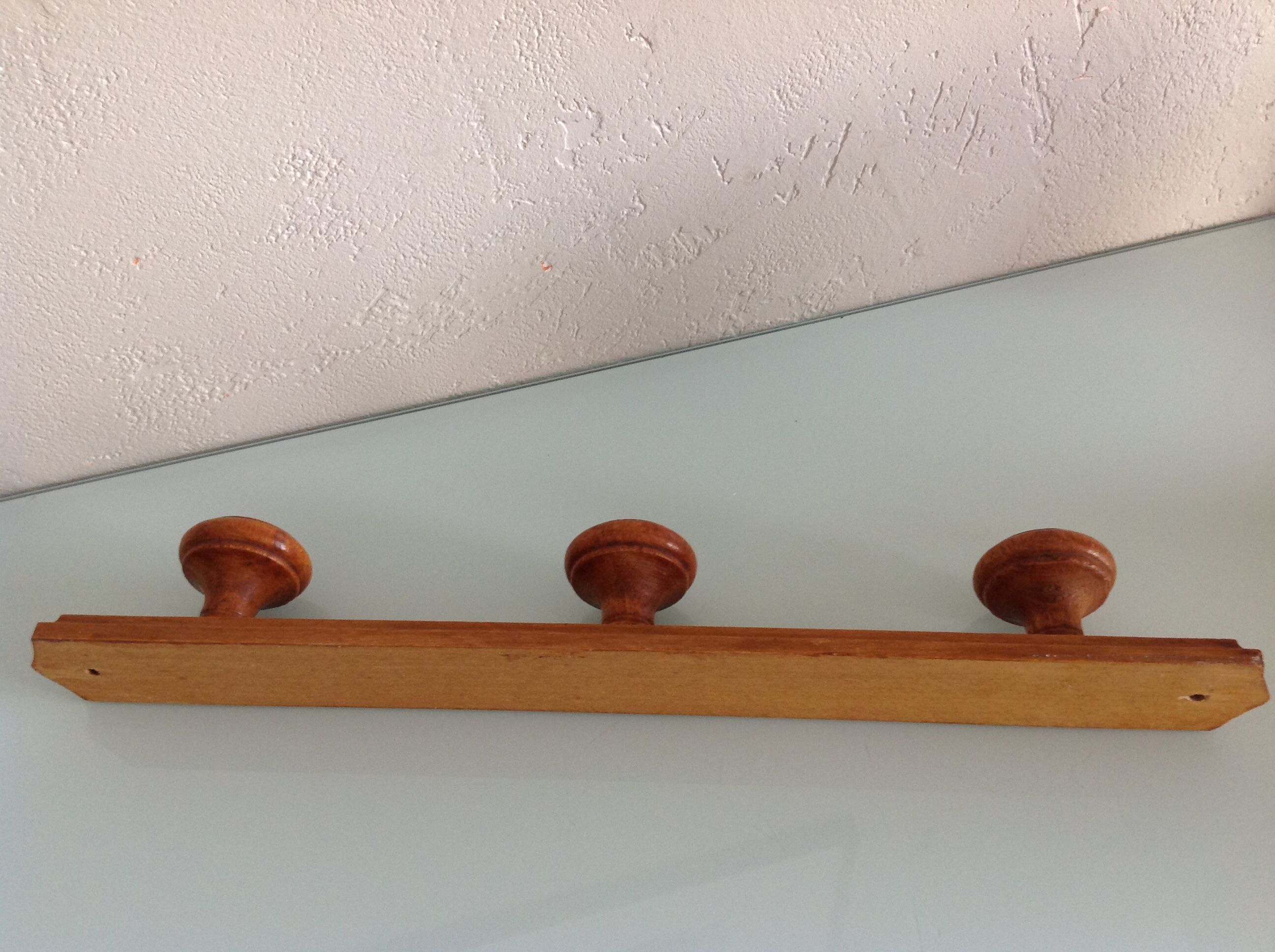 Three-headed wooden patere / vintage 60s-70s