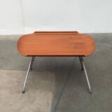 Folding table in teak with Norwegian alminette from the mid-century by F.M. Produkt, Frederiksberg Metalvarefabrik, 1960s.