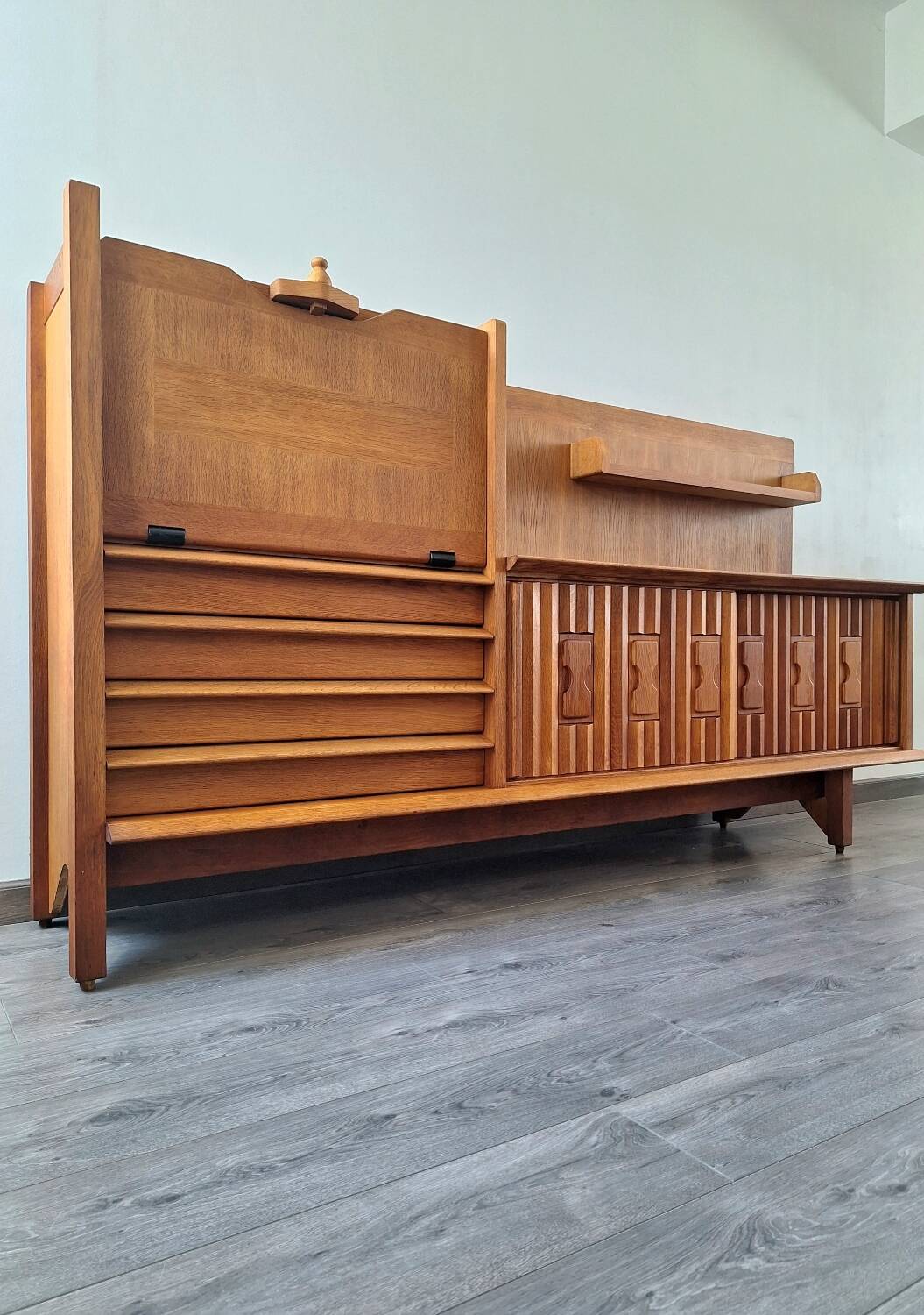 Guillerme et Chambron high sideboard, bar buffet, vintage secretary