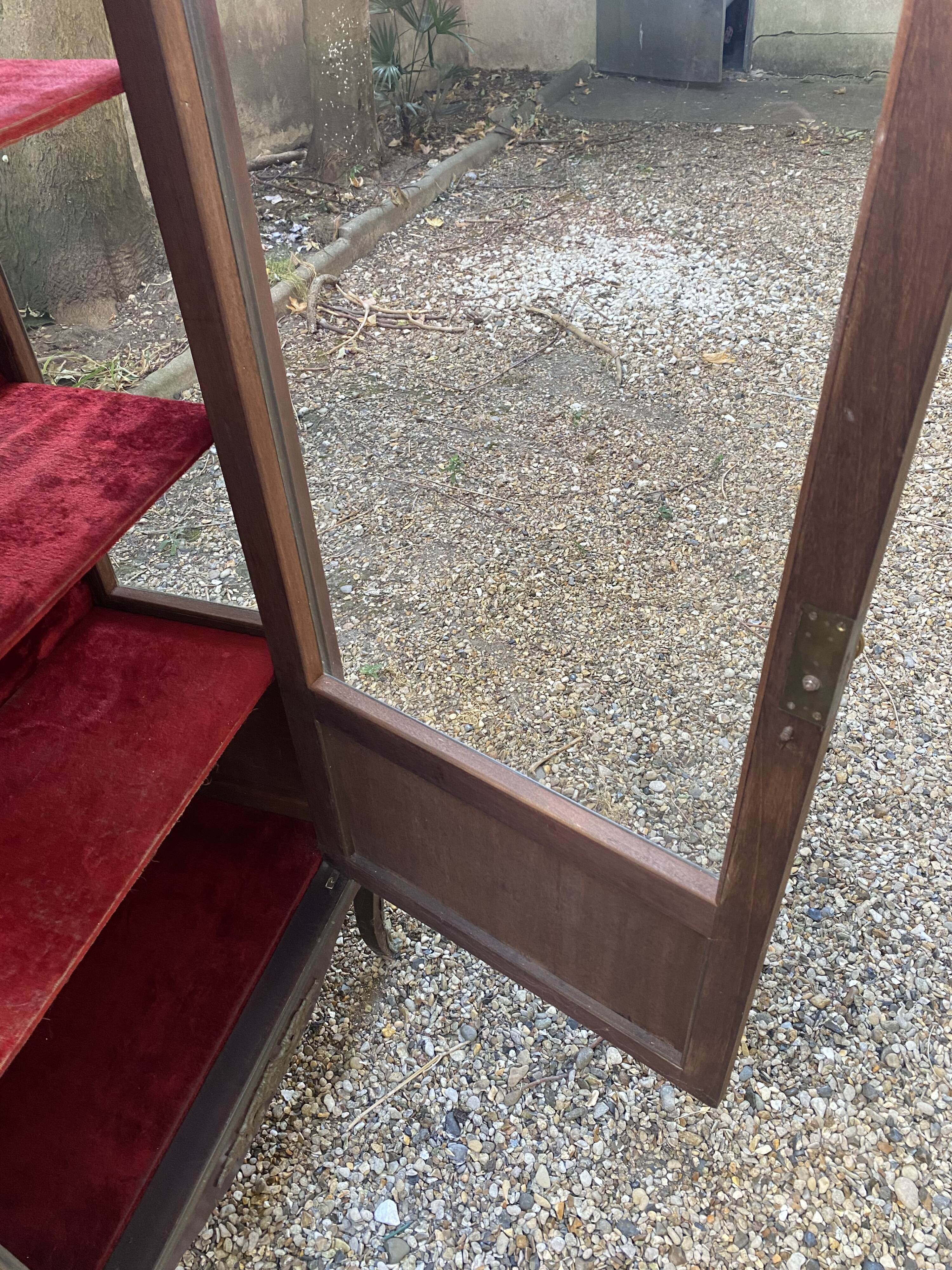 19th/20th century mahogany display cabinet, marble top and glass sides.