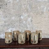 Set of 6 stoneware cups and a pitcher