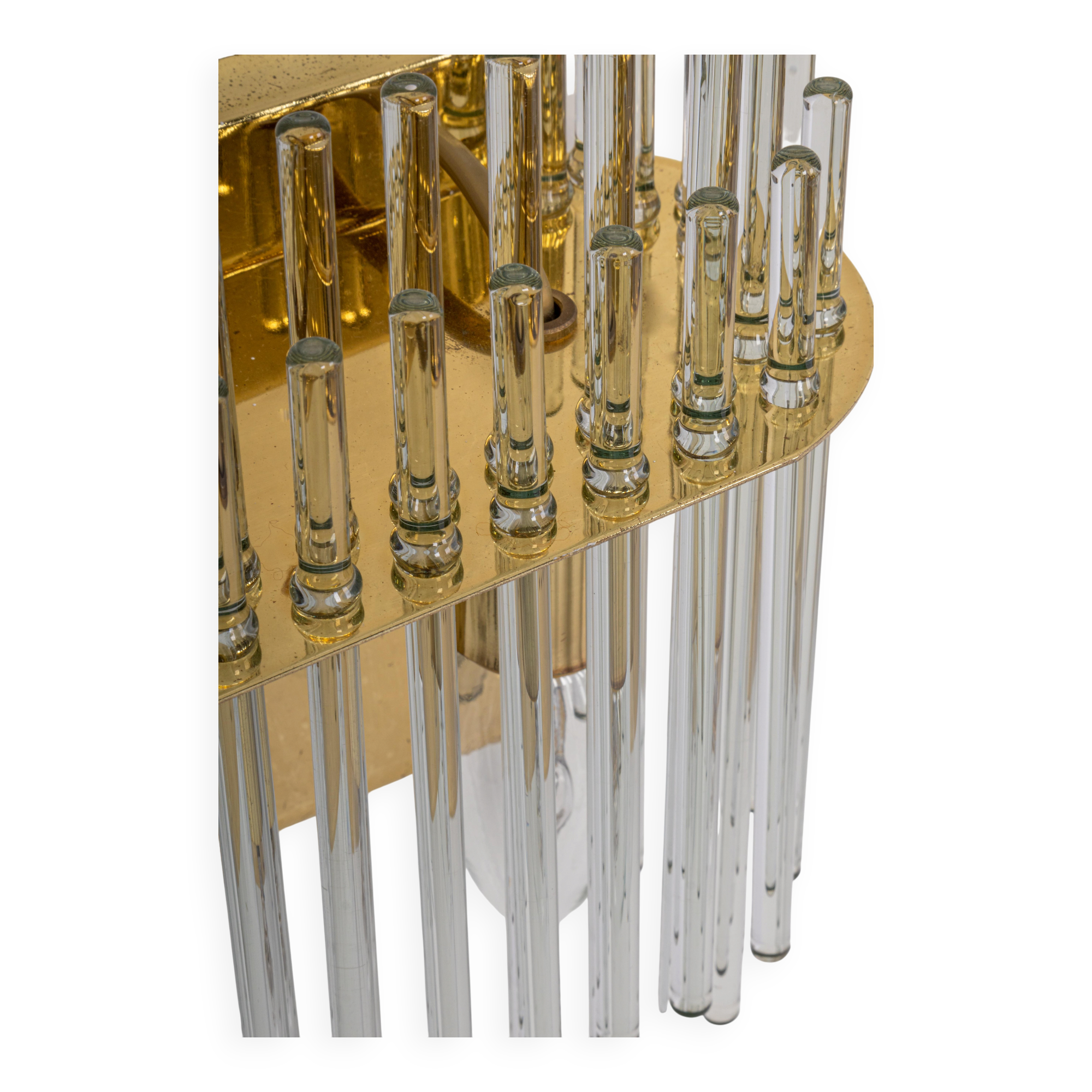 Pairs of wonderful wall lights with crystal rods, Italy, 1970s.