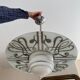 Art Deco pendant lamp in frosted glass and floral disc