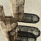 Large lantern-shaped rattan pendant lamp H50 D24
