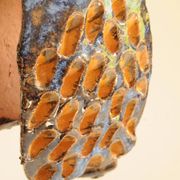 Glazed Terracotta Sculpture Signed - Abstract Art - Blue Amber