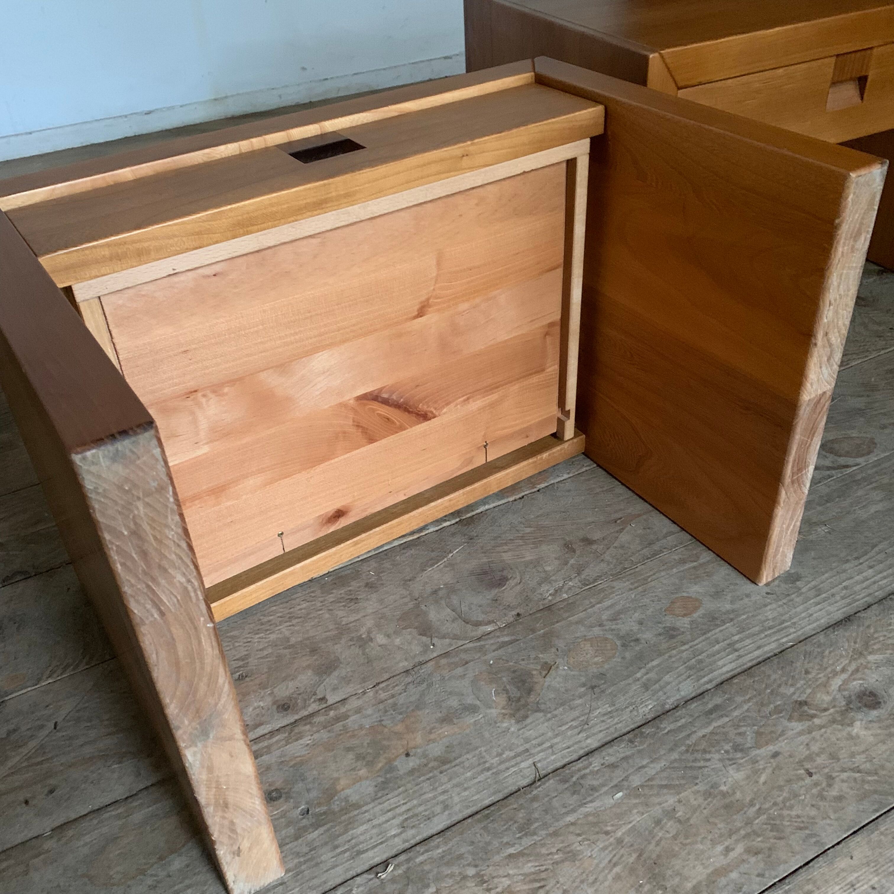 Vintage bedside tables in solid elm
