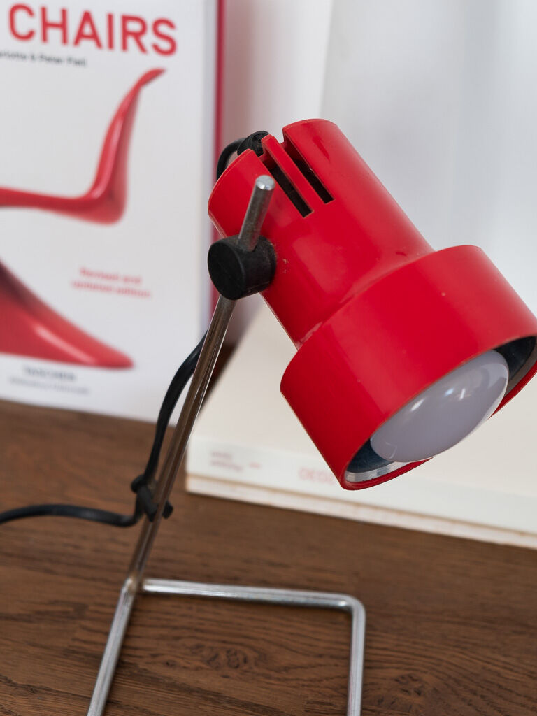 Small red vintage lamp