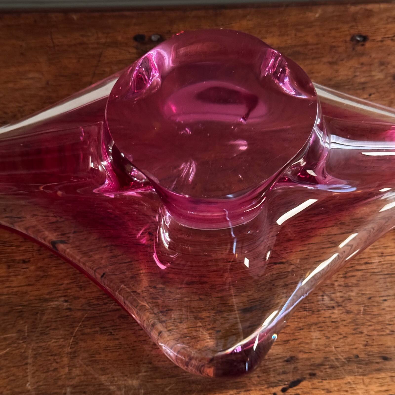 Murano fruit bowl free form purple and white background