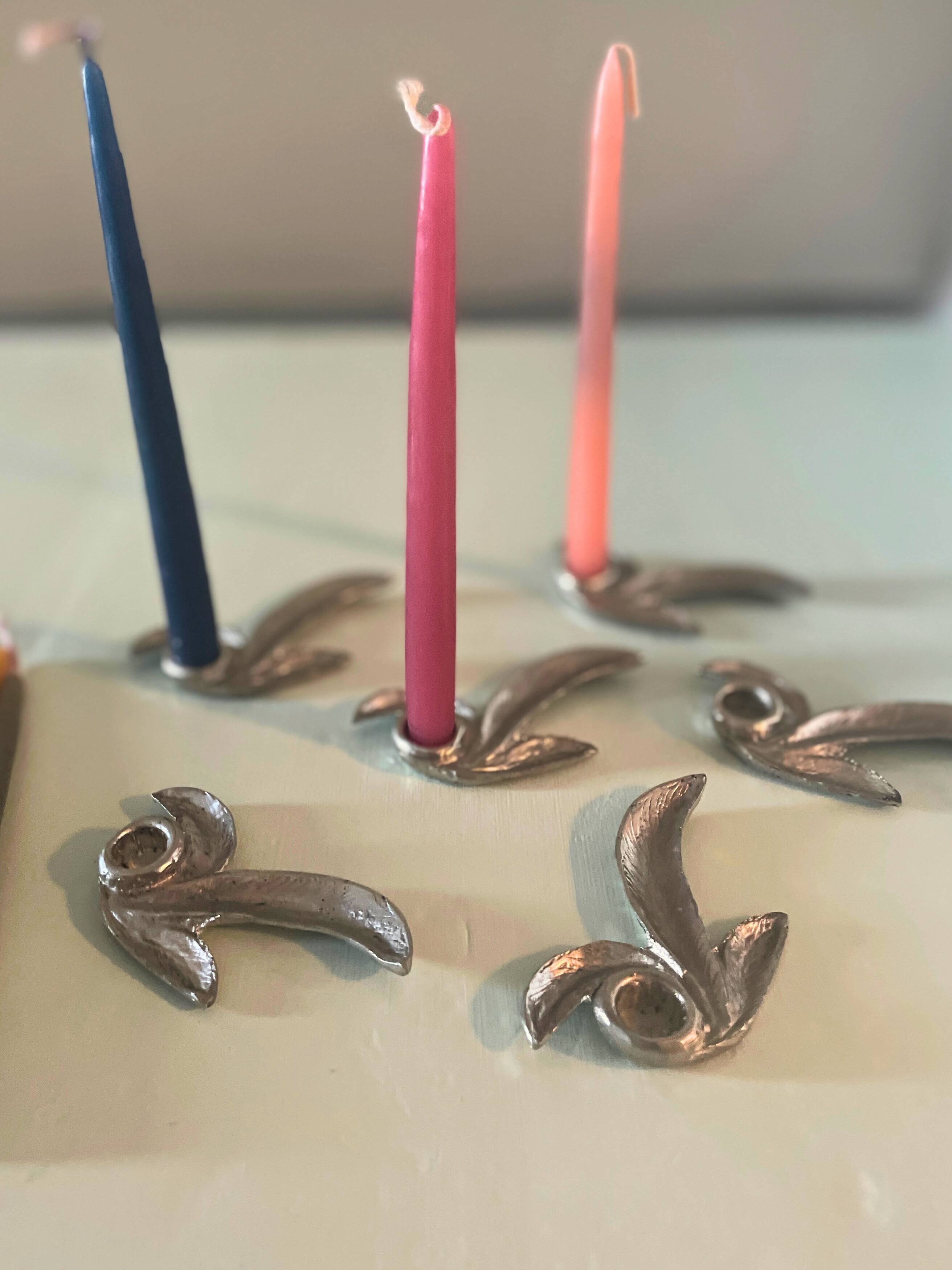 Tin candlesticks