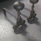 Pair of bronze and steel chenets XIX Holland