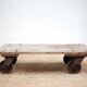 Vintage trolley coffee table, industrial wooden table on wheels, decor.