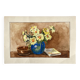 Small watercolor bouquet of yellow flowers signed Gautron 1986