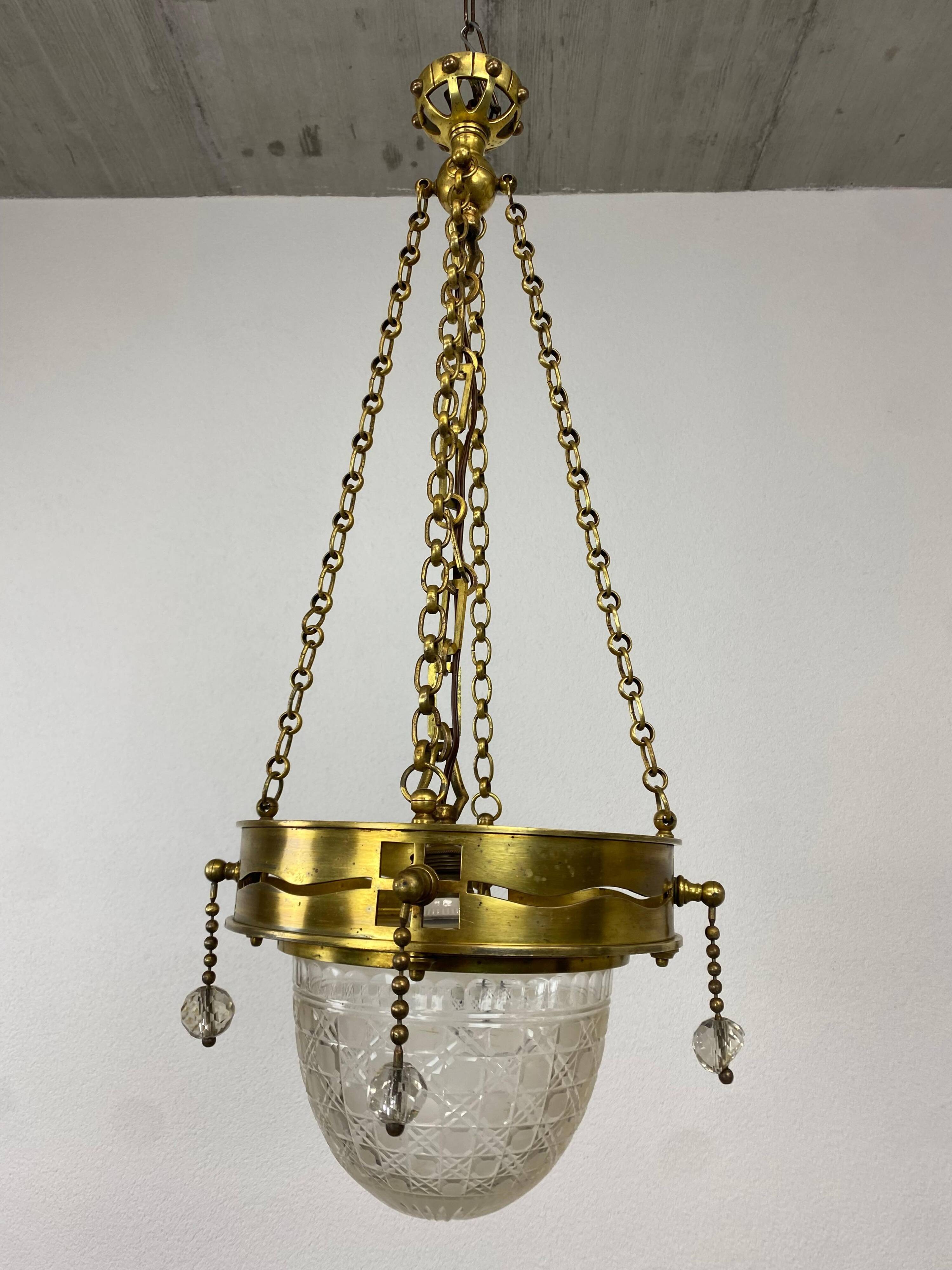 Suspended brass art from the Vienna Secession by Kolo Moser.