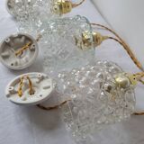 Trio of molded glass pendant lights