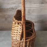 Vintage wicker bottle rack