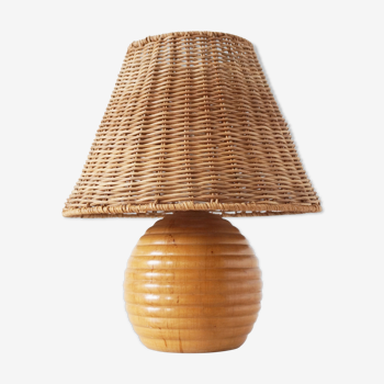 Lampe boule en orme et osier