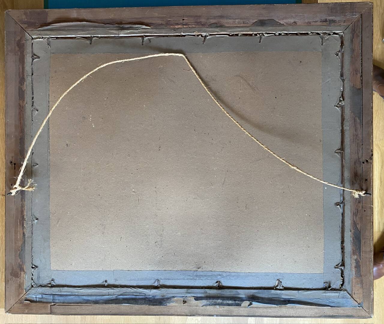 Old painting "Marine with boats" signed Marie Piat, 1930s-40s