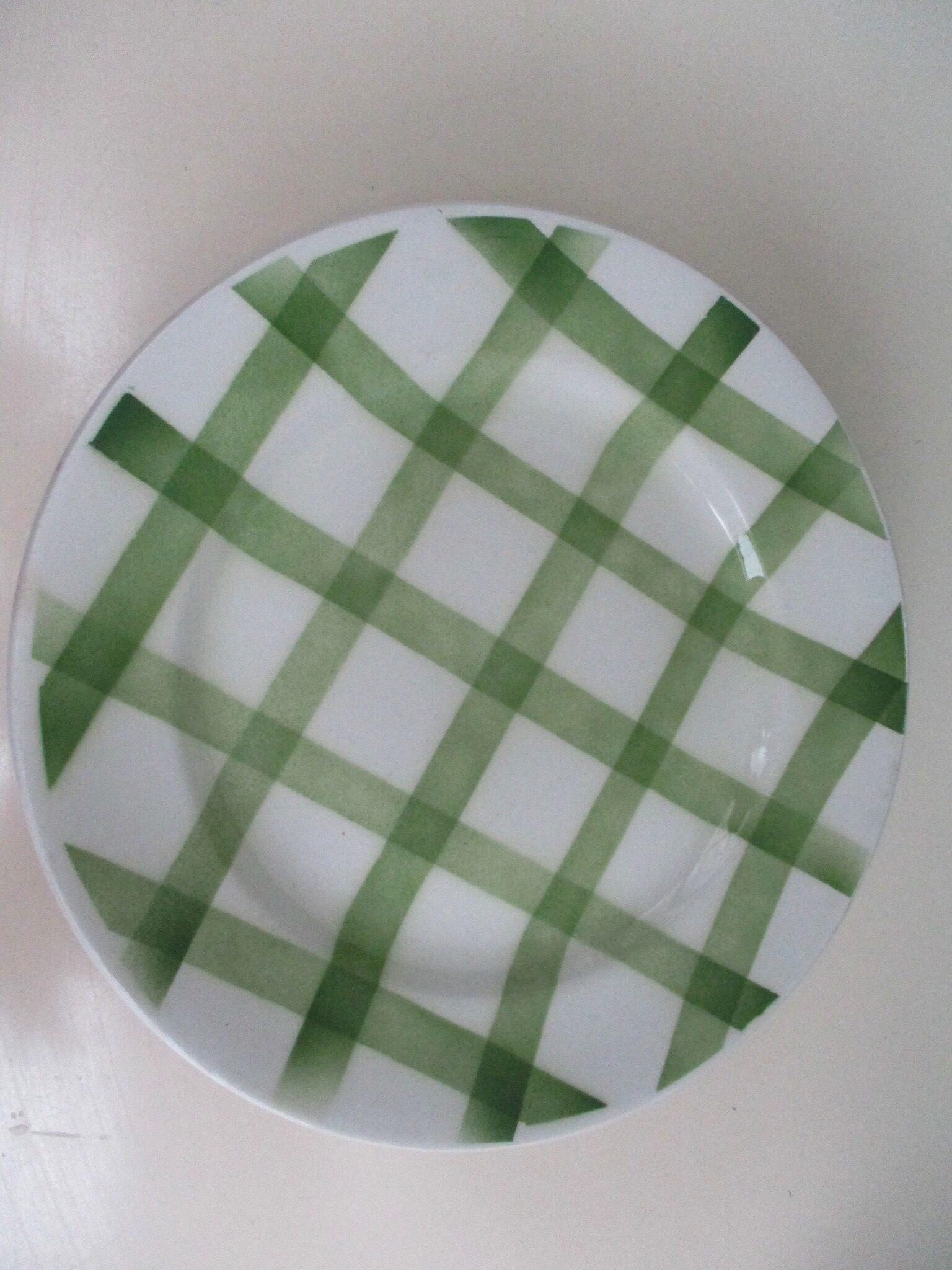 Old round dish Moulin des loups Orchies green tiles