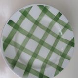 Old round dish Moulin des loups Orchies green tiles