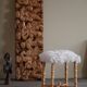 High oak stool, reupholstered in lambswool, Danish cabinetmaker, 1950s.