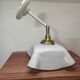 Vintage wall light in white opaline with blue edging