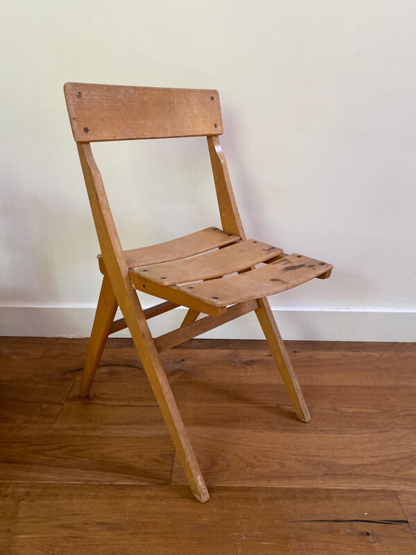 Chaise scandinave vintage en bois pour enfant