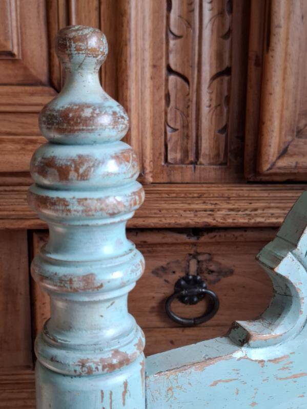 vintage turquoise wooden chairs