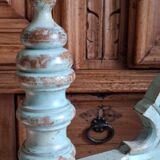 vintage turquoise wooden chairs