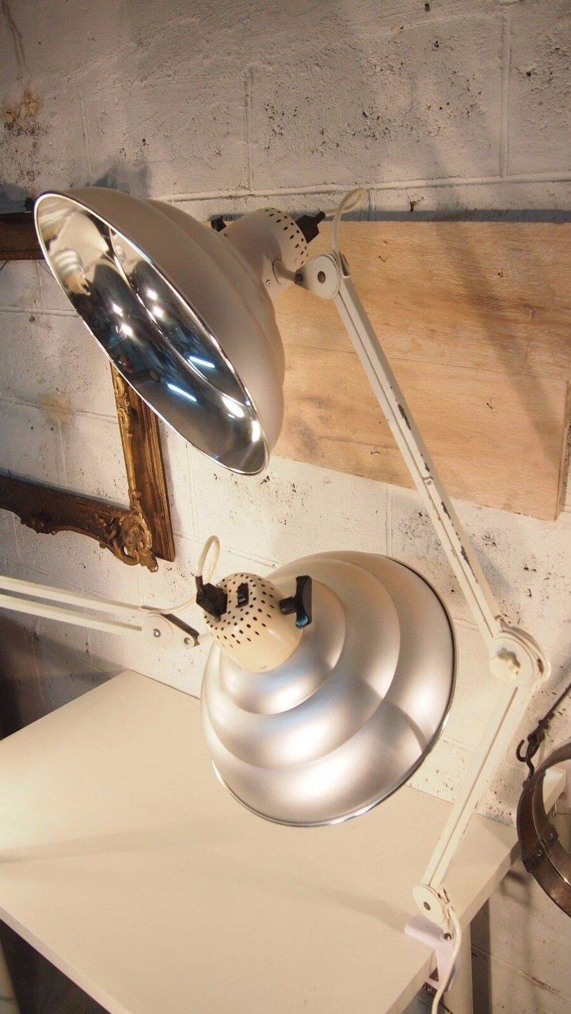 Pair of Adjustable Articulated Desk Lamps, Industrial Vintage Chrome