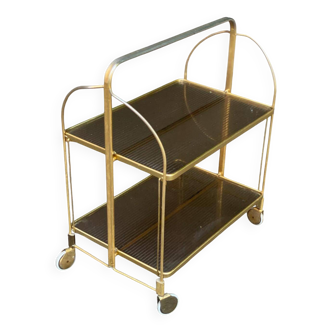 Desserte art déco dorée et pliable années 1950