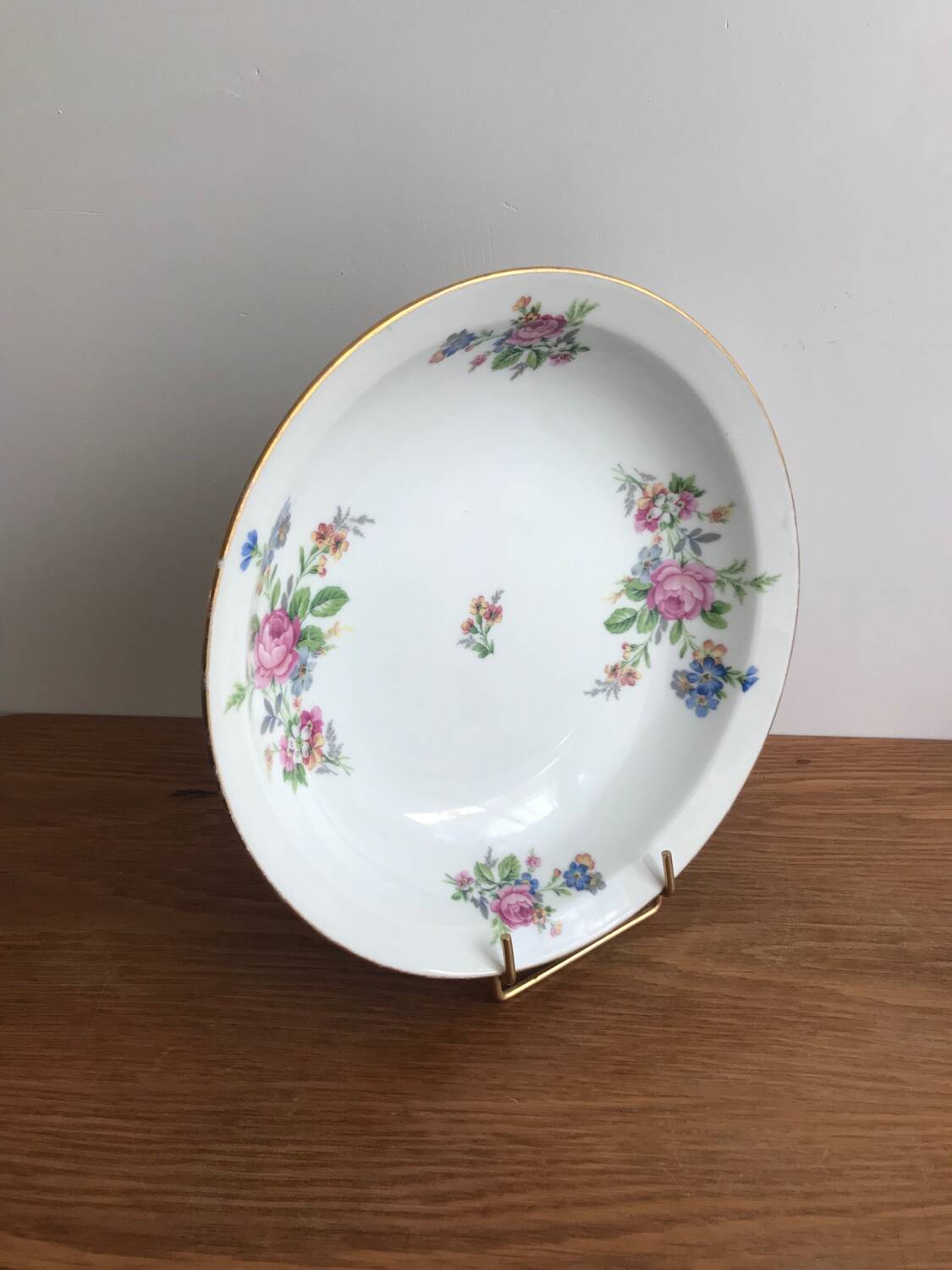Round Hollow Dish in Limoges Porcelain Signed PCL Fleur