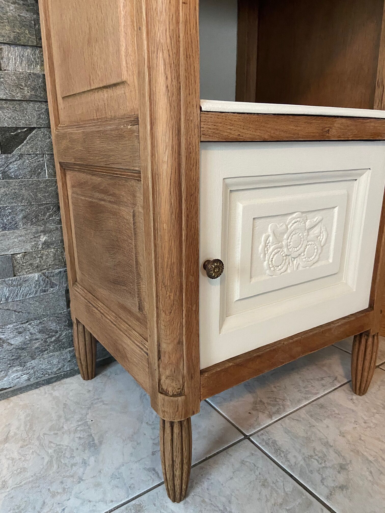 Art Deco bedside, grey marble