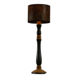 Turned wooden lamp, green and gold