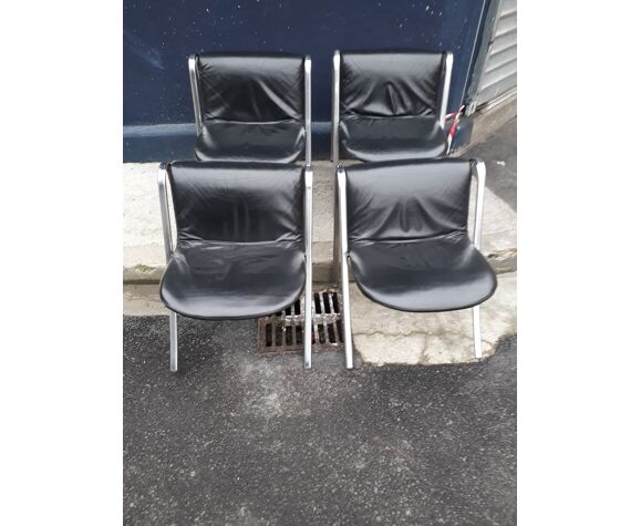 4 Chrome Chairs And Italian Design, Italian Designer Leather Chairs