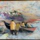 Oil on canvas "The Fishermen and the Doris" by Claude Persini. 20th century.