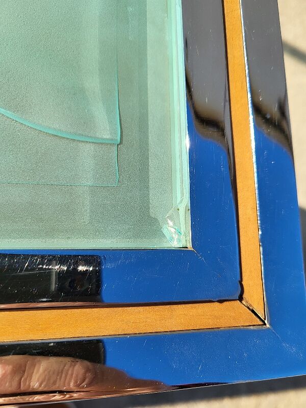 Vintage design double sided chrome glass desk in hetre