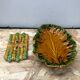Old asparagus dish vallauris d.m. ceramic green & yellow vintage