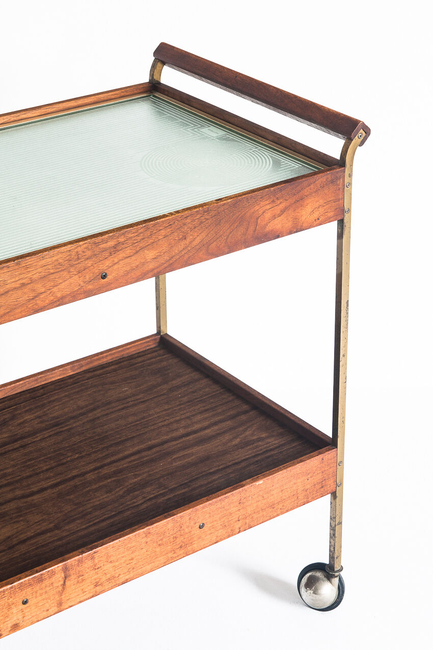 Vintage dessert in teak, brass and glass, 1960