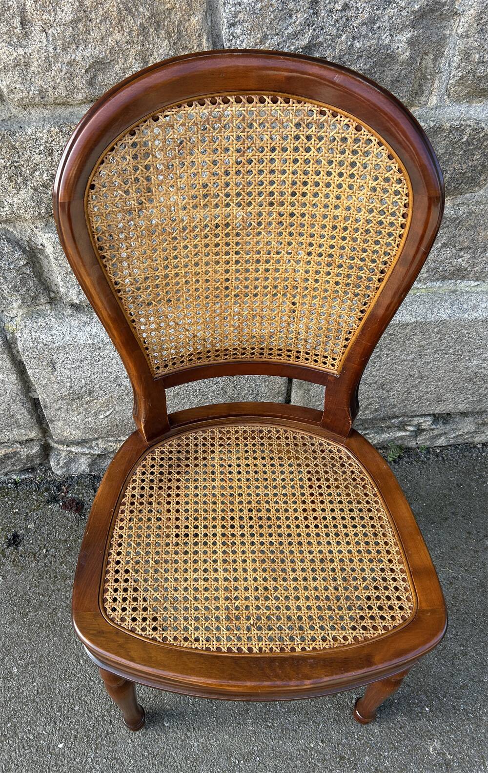 Four caned and wood chairs, Louis Philippe style, vintage, 1960s